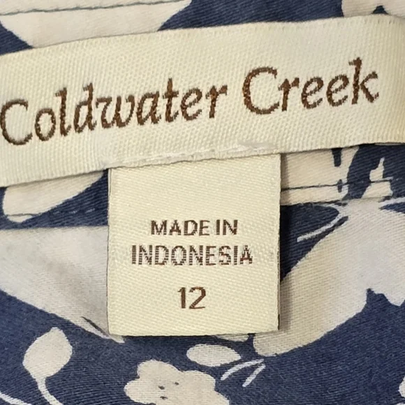 Coldwater Creek Blue and White Floral Button-Down Shirt - Picture 3 of 5
